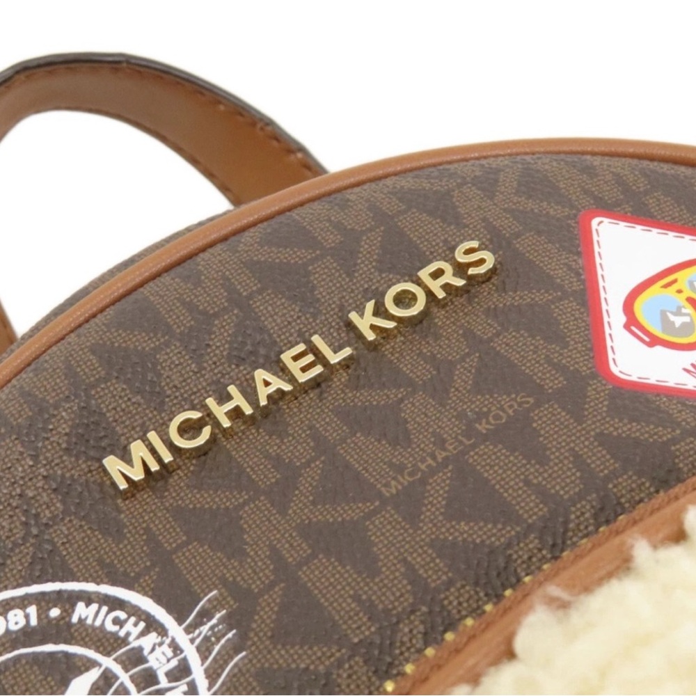 Michael Kors Brown Backpack with Aspen patches sherpa detail like new (RARE) - Picture 9 of 11